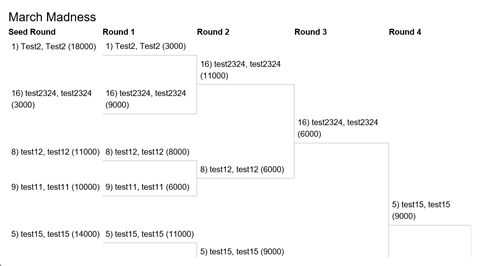 Fitness challenge tournament brackets