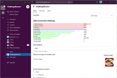 Challenge interaction in Slack